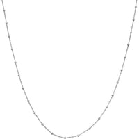 Olas d'Oro - 14K White Gold Faceted Bead Saturn Chain Necklace - 16" Length
