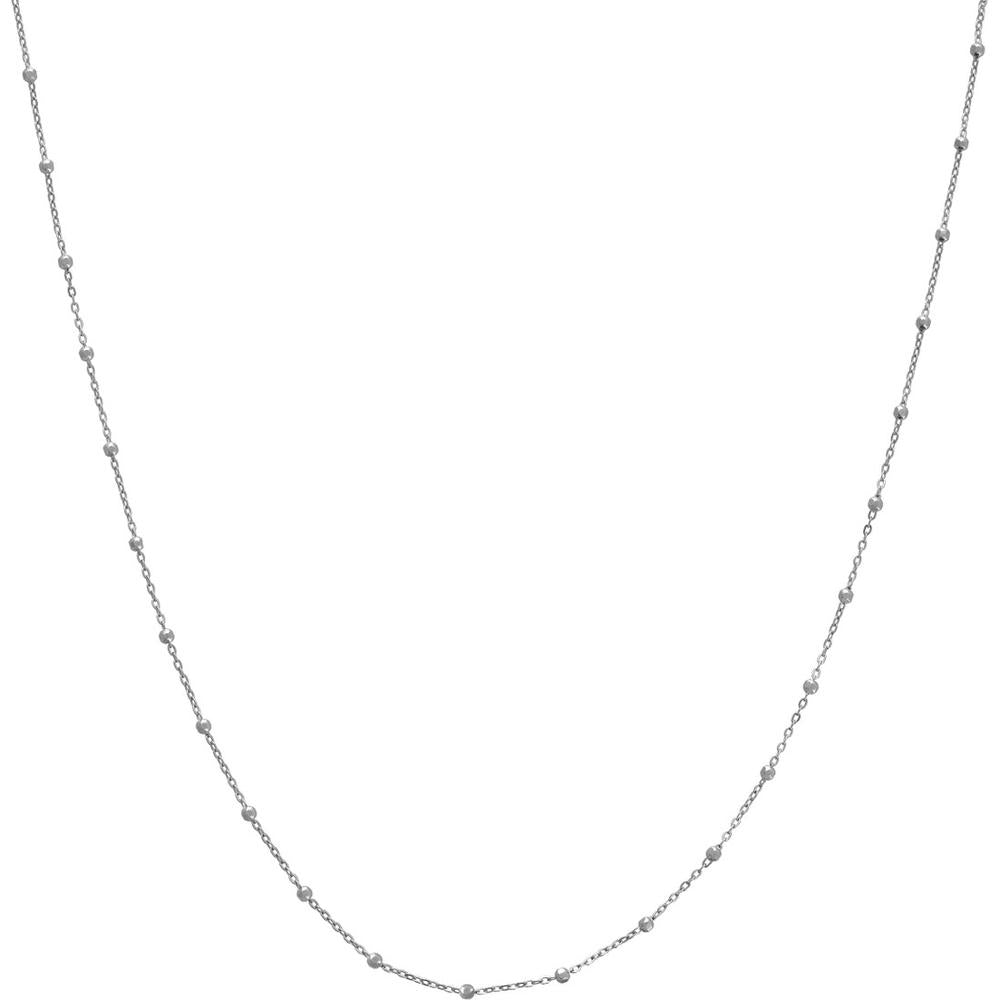 Olas d'Oro - 14K White Gold Faceted Bead Saturn Chain Necklace - 16" Length
