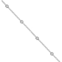 Olas d'Oro - 14K White Gold Faceted Bead Saturn Chain Necklace - 16" Length