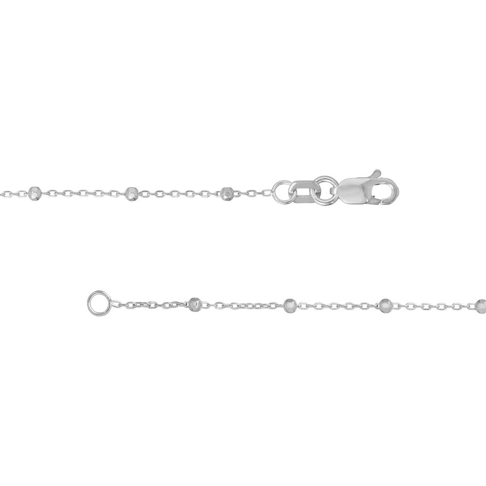 Olas d'Oro - 14K White Gold Faceted Bead Saturn Chain Necklace - 18" Length