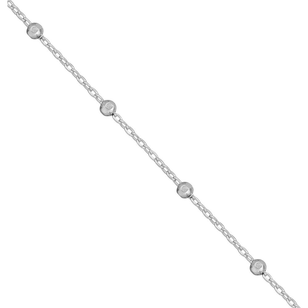 Olas d'Oro - 14K White Gold Faceted Bead Saturn Chain Necklace - 20 Inches