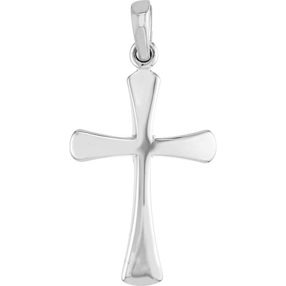 Olas d'Oro - 14K White Gold Flare-edged Cross Pendant - 1.05 Grams Average Weight