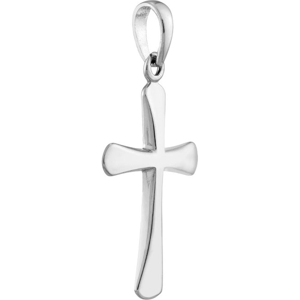 Olas d'Oro - 14K White Gold Flare-edged Cross Pendant - 1.05 Grams Average Weight