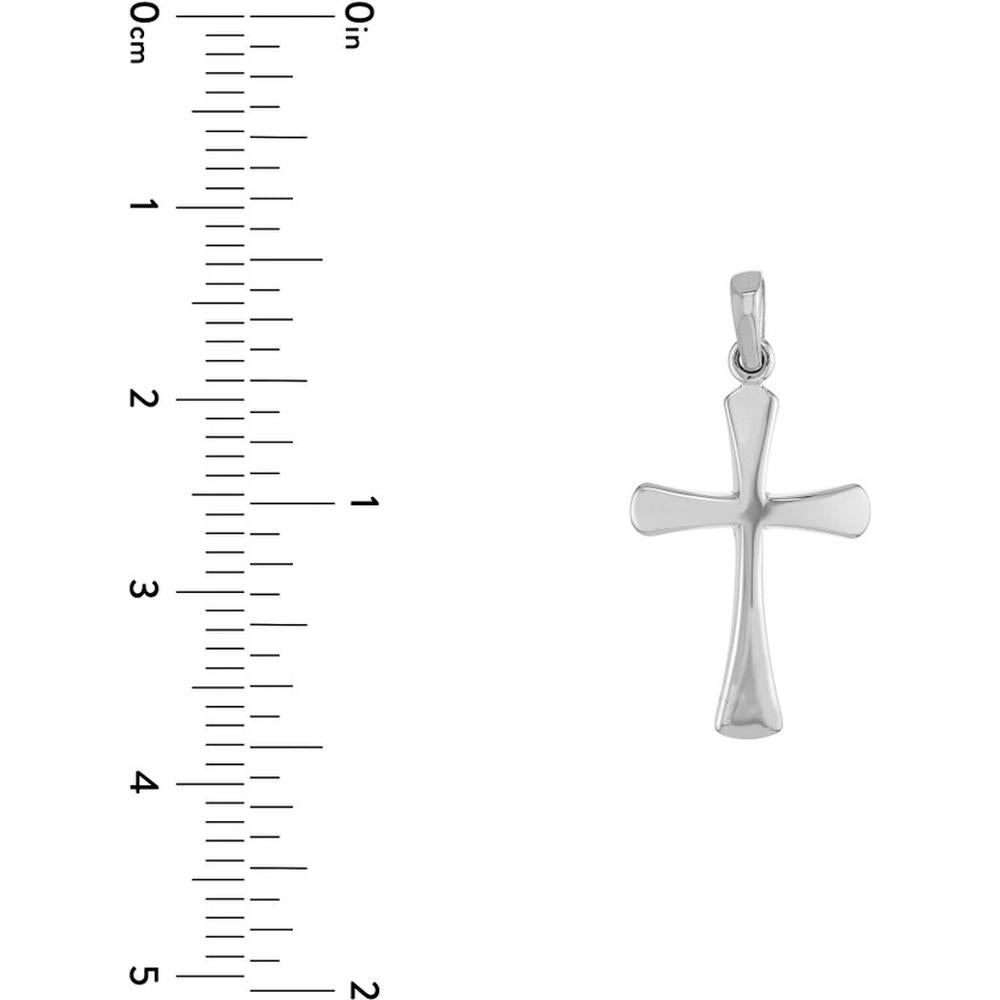 Olas d'Oro - 14K White Gold Flare-edged Cross Pendant - 1.05 Grams Average Weight