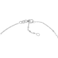 Olas d'Oro - 14K White Gold Flat Diamond-Cut Stations Adjustable Anklet - 9-10 Inch Length