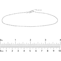 Olas d'Oro - 14K White Gold Flat Diamond-Cut Stations Adjustable Anklet - 9-10 Inch Length