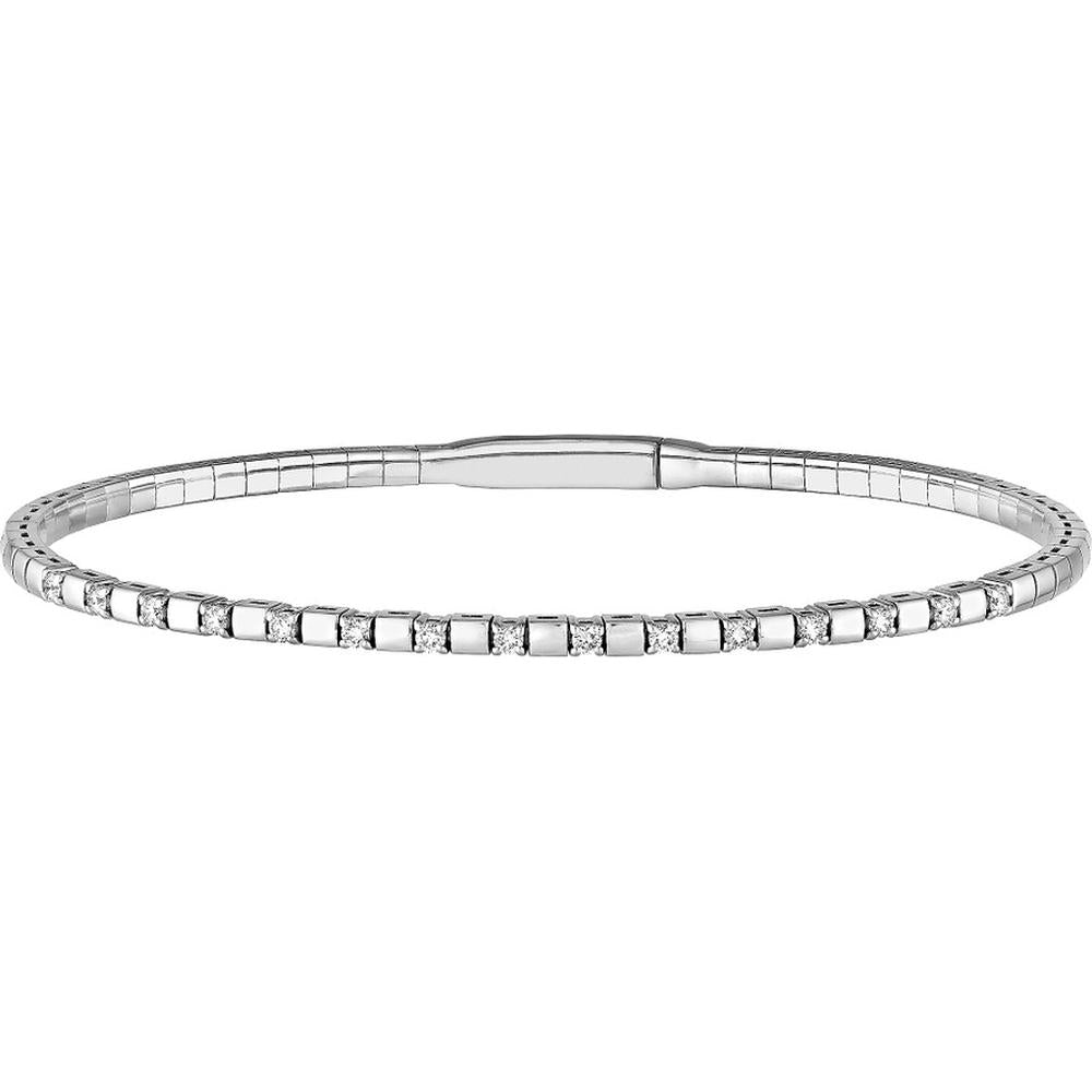 Olas d'Oro - 14K White Gold Flexi Bracelet with Alternating Diamond and Square Links - 0.38 Carat Total Diamond Weight
