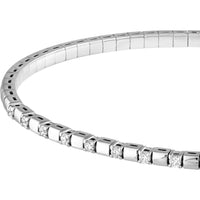 Olas d'Oro - 14K White Gold Flexi Bracelet with Alternating Diamond and Square Links - 0.38 Carat Total Diamond Weight