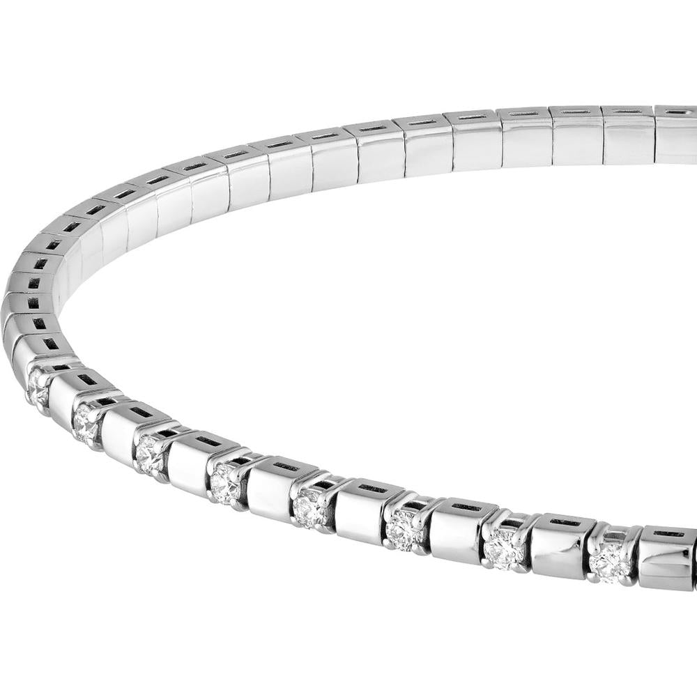 Olas d'Oro - 14K White Gold Flexi Bracelet with Alternating Diamond and Square Links - 0.38 Carat Total Diamond Weight