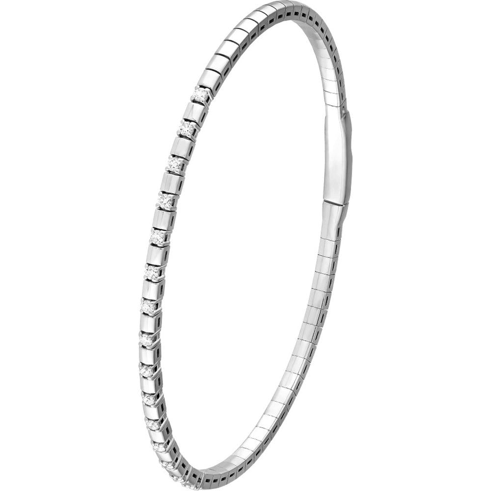 Olas d'Oro - 14K White Gold Flexi Bracelet with Alternating Diamond and Square Links - 0.38 Carat Total Diamond Weight