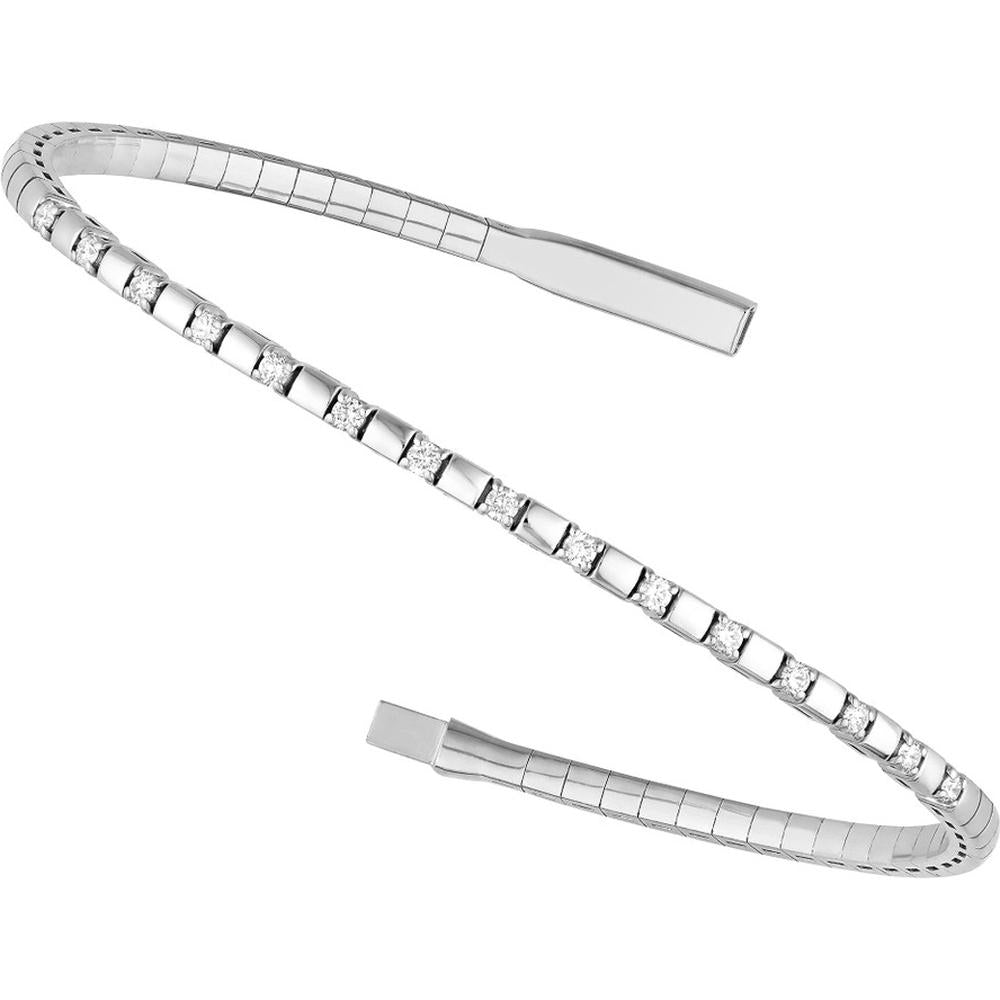 Olas d'Oro - 14K White Gold Flexi Bracelet with Alternating Diamond and Square Links - 0.38 Carat Total Diamond Weight