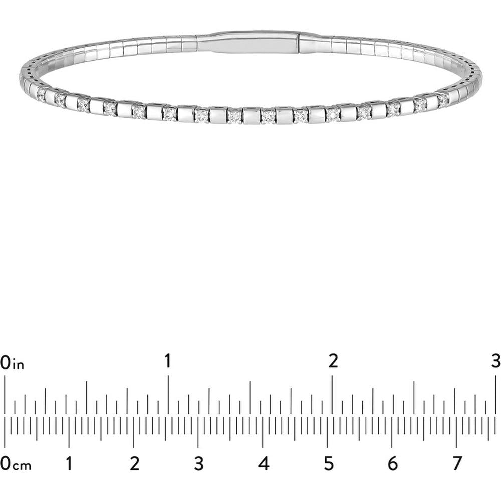 Olas d'Oro - 14K White Gold Flexi Bracelet with Alternating Diamond and Square Links - 0.38 Carat Total Diamond Weight