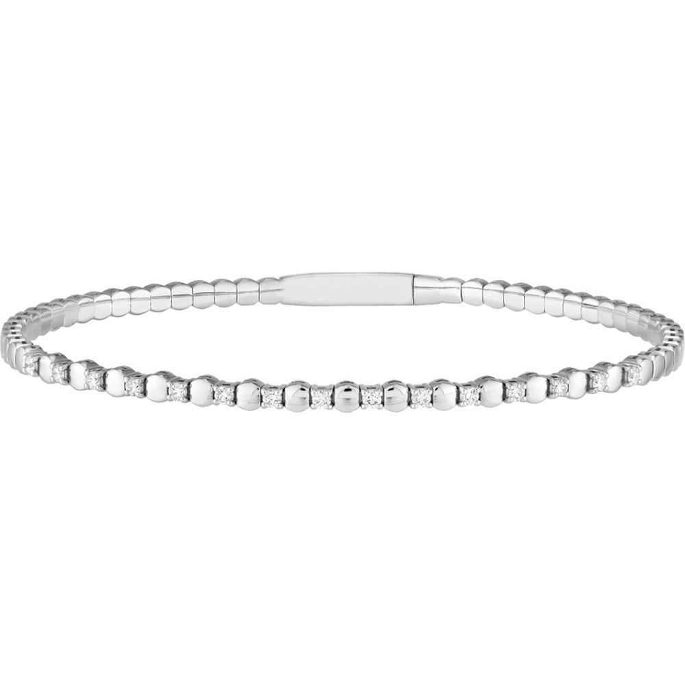 Olas d'Oro - 14K White Gold Flexi Bracelet with Alternating Round Diamonds - 1/3 Total Carat Weight