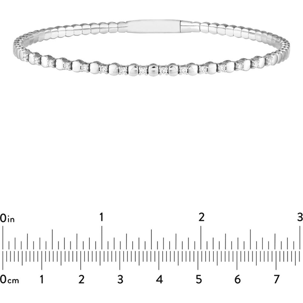 Olas d'Oro - 14K White Gold Flexi Bracelet with Alternating Round Diamonds - 1/3 Total Carat Weight