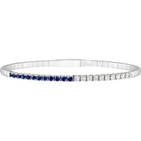 Olas d'Oro - 14K White Gold Flexi Tennis Bracelet with Alternating 2.2mm Sapphire and 0.47 Carat Diamond Accents