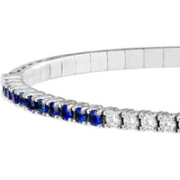 Olas d'Oro - 14K White Gold Flexi Tennis Bracelet with Alternating 2.2mm Sapphire and 0.47 Carat Diamond Accents