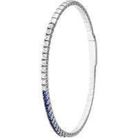 Olas d'Oro - 14K White Gold Flexi Tennis Bracelet with Alternating 2.2mm Sapphire and 0.47 Carat Diamond Accents