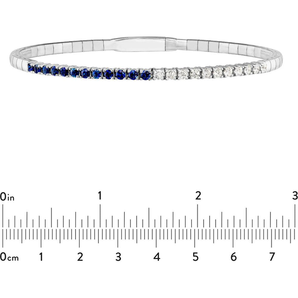 Olas d'Oro - 14K White Gold Flexi Tennis Bracelet with Alternating 2.2mm Sapphire and 0.47 Carat Diamond Accents