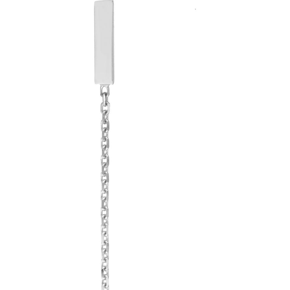 Olas d'Oro - 14K White Gold Front to Back Staple Bar Drop Chain Earrings