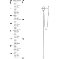 Olas d'Oro - 14K White Gold Front to Back Staple Bar Drop Chain Earrings