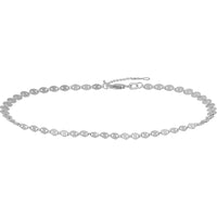 Olas d'Oro - 14K White Gold Full Disk Adjustable Anklet - 4mm Discs, Lobster Clasp, 4.01g Weight