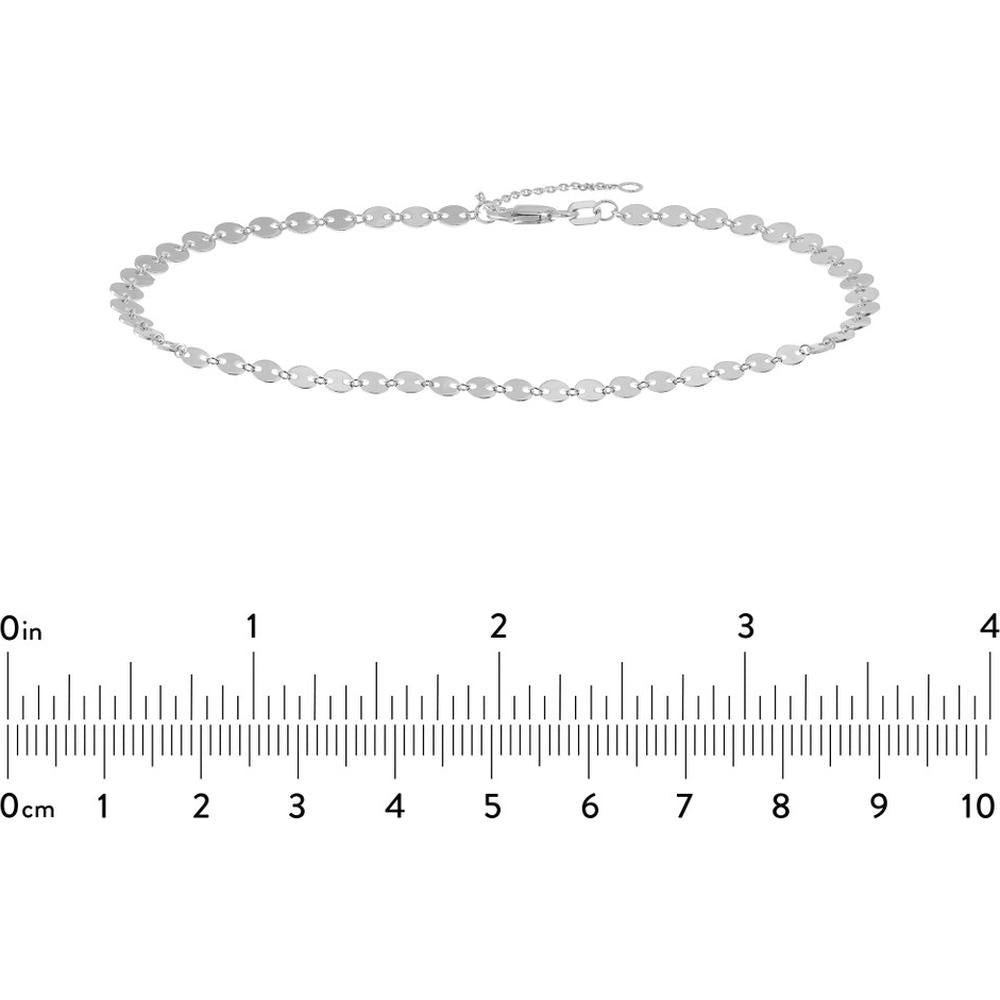 Olas d'Oro - 14K White Gold Full Disk Adjustable Anklet - 4mm Discs, Lobster Clasp, 4.01g Weight