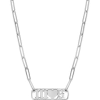Olas d'Oro - 14K White Gold Gothic Initial Heart Paper Clip Necklace