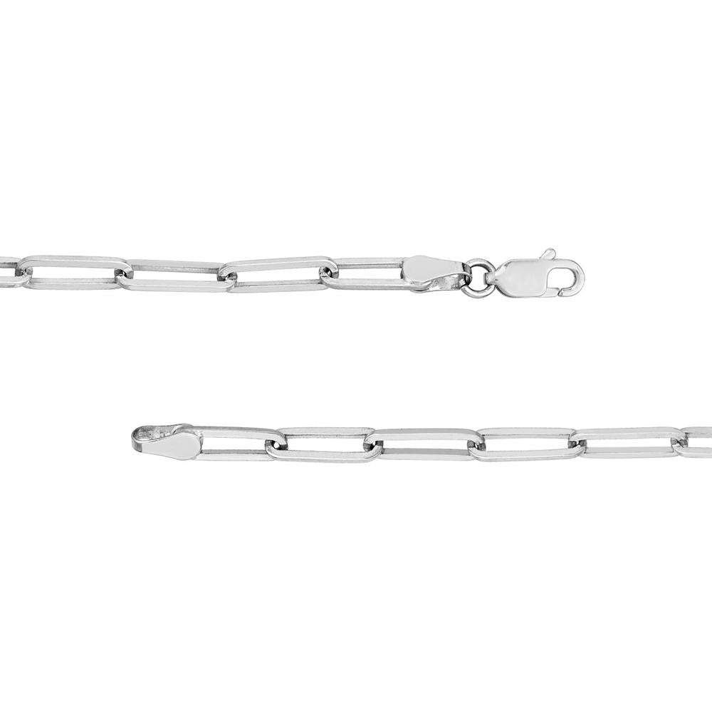 Olas d'Oro - 14K White Gold Gothic Initial Heart Paper Clip Necklace