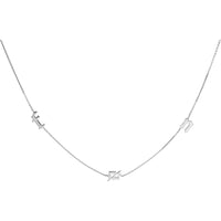 Olas d'Oro - 14K White Gold Gothic Initials Station Necklace with Adjustable Chain - 1.50g Total Weight