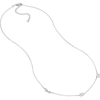 Olas d'Oro - 14K White Gold Gothic Initials Station Necklace with Adjustable Chain - 1.50g Total Weight