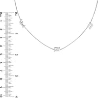Olas d'Oro - 14K White Gold Gothic Initials Station Necklace with Adjustable Chain - 1.50g Total Weight