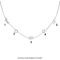 Olas d'Oro - 14K White Gold Gothic Initials Station Necklace with Adjustable Chain - 1.50g Total Weight