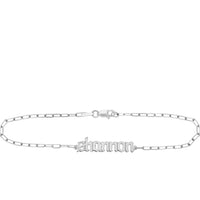 Olas d'Oro - 14K White Gold Gothic Nameplate Paper Clip Bracelet with Lobster Clasp - 2.00g Total Weight