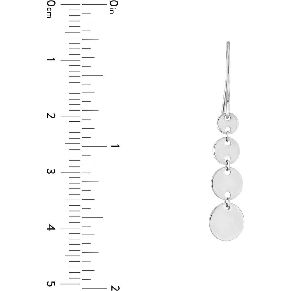Olas d'Oro - 14K White Gold Graduated Disc Dangle Earrings - 1.55g