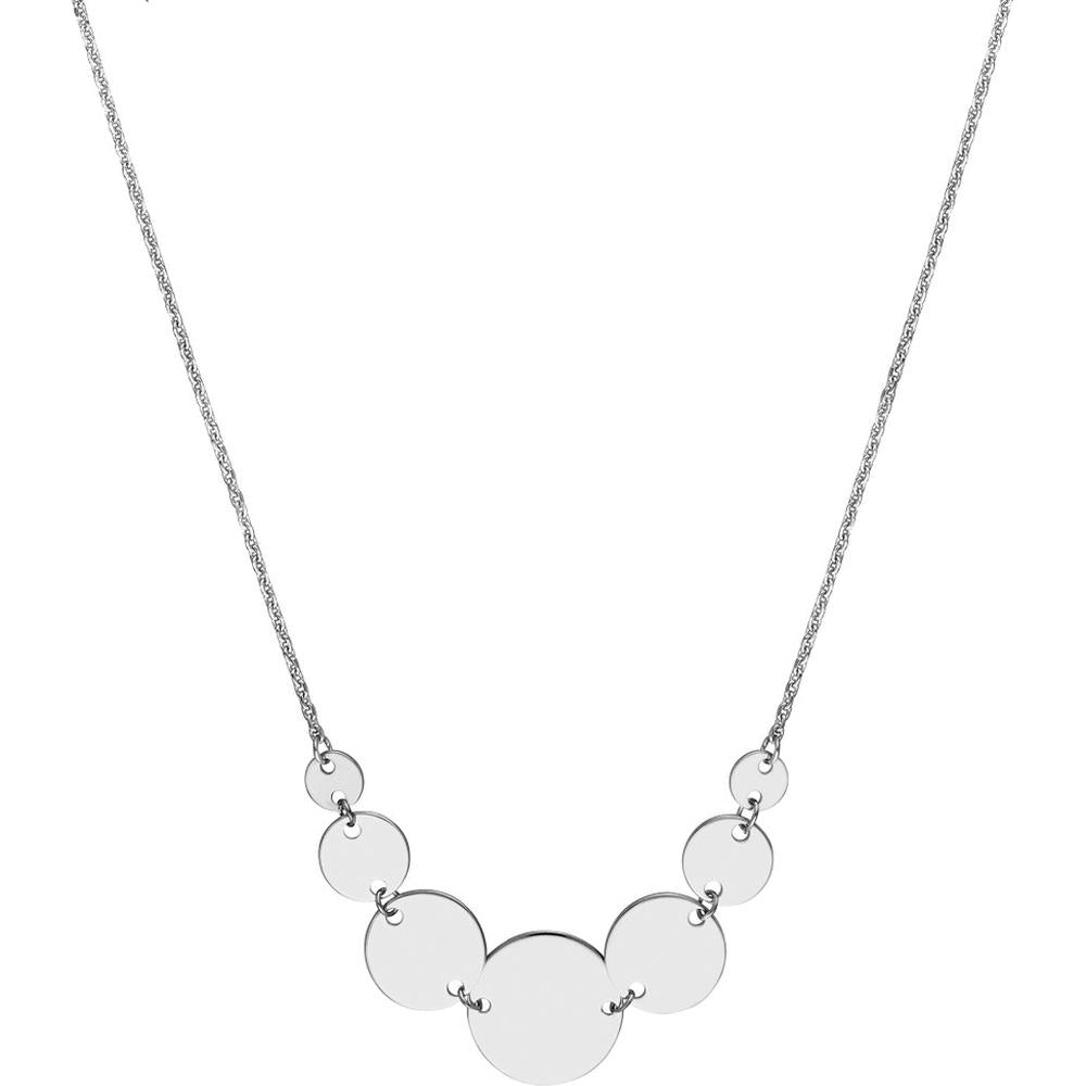 Olas d'Oro - 14K White Gold Graduated Disc Station Necklace - Adjustable Design