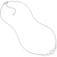 Olas d'Oro - 14K White Gold Graduated Disc Station Necklace - Adjustable Design