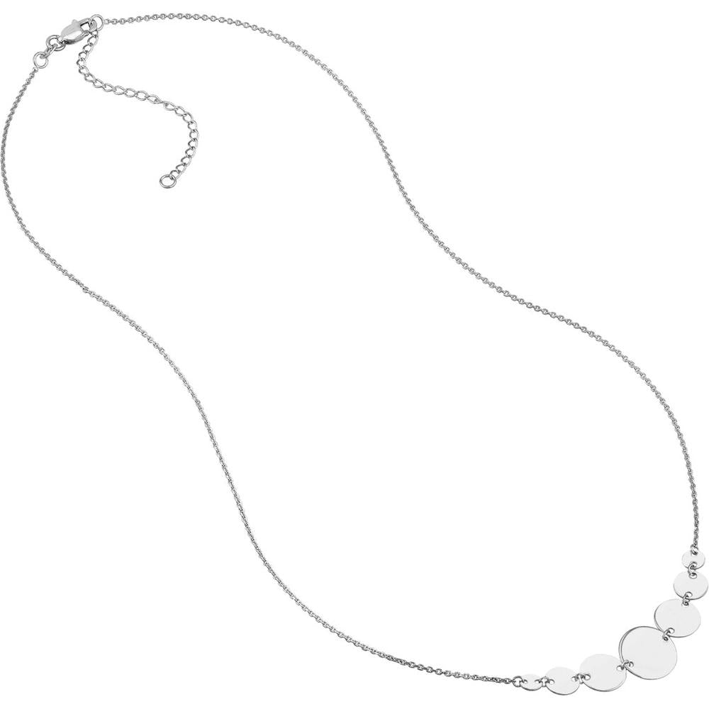 Olas d'Oro - 14K White Gold Graduated Disc Station Necklace - Adjustable Design