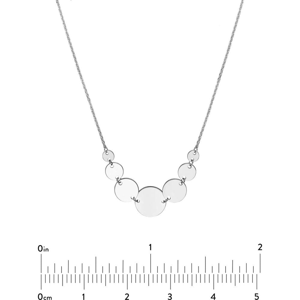 Olas d'Oro - 14K White Gold Graduated Disc Station Necklace - Adjustable Design