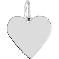 Olas d'Oro - 14K White Gold Heart Engravable Charm - 15mm x 14.5mm
