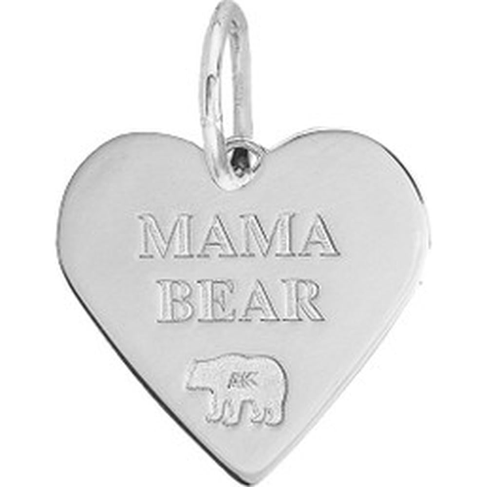 Olas d'Oro - 14K White Gold Heart Engravable Charm - 15mm x 14.5mm