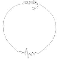 Olas d'Oro - 14K White Gold Heartbeat Adjustable Bracelet - 1.20g Weight