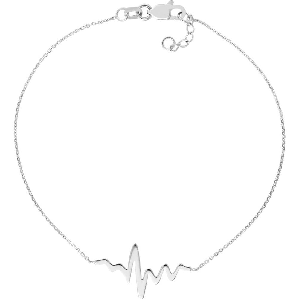 Olas d'Oro - 14K White Gold Heartbeat Adjustable Bracelet - 1.20g Weight