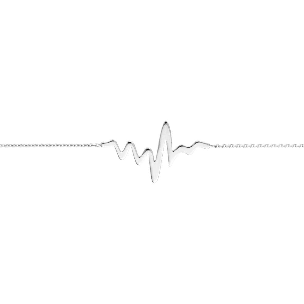 Olas d'Oro - 14K White Gold Heartbeat Adjustable Bracelet - 1.20g Weight