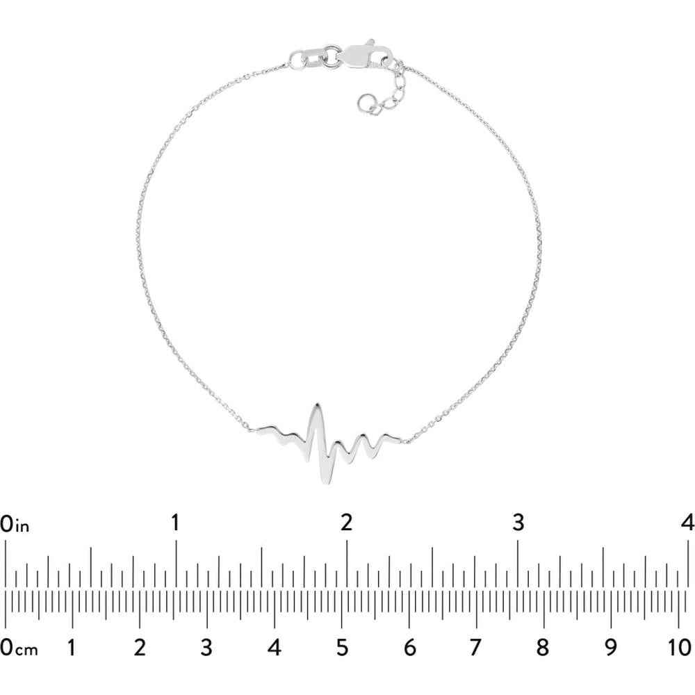 Olas d'Oro - 14K White Gold Heartbeat Adjustable Bracelet - 1.20g Weight