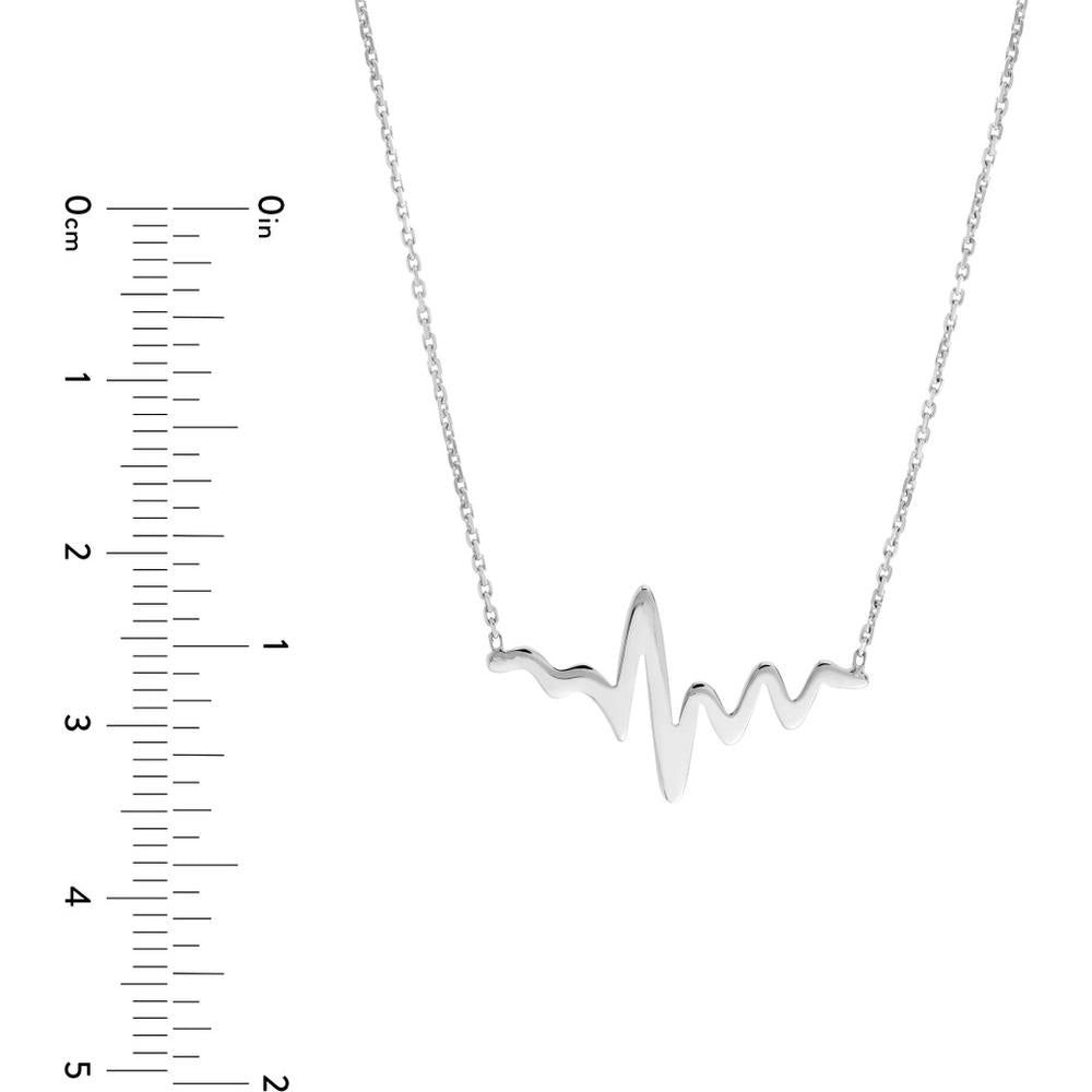 Olas d'Oro - 14K White Gold Heartbeat Adjustable Necklace