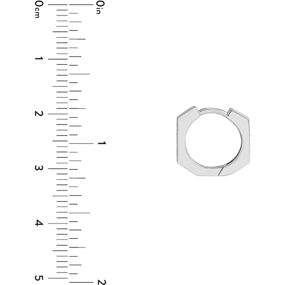 Olas d'Oro - 14K White Gold Heptagon Shaped Polished Huggie Earrings - 2.41g Total Weight