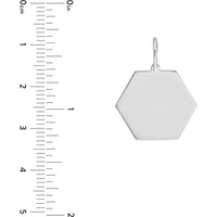 Olas d'Oro - 14K White Gold Hexagon Engravable Charm Pendant - 1.55g
