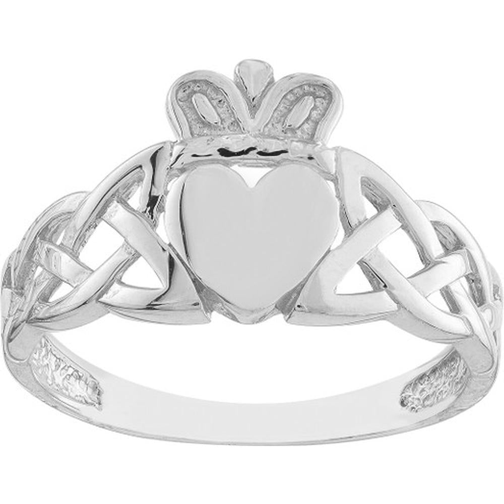 Olas d'Oro - 14K White Gold High-Polished Braided Claddagh Ring
