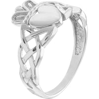 Olas d'Oro - 14K White Gold High-Polished Braided Claddagh Ring
