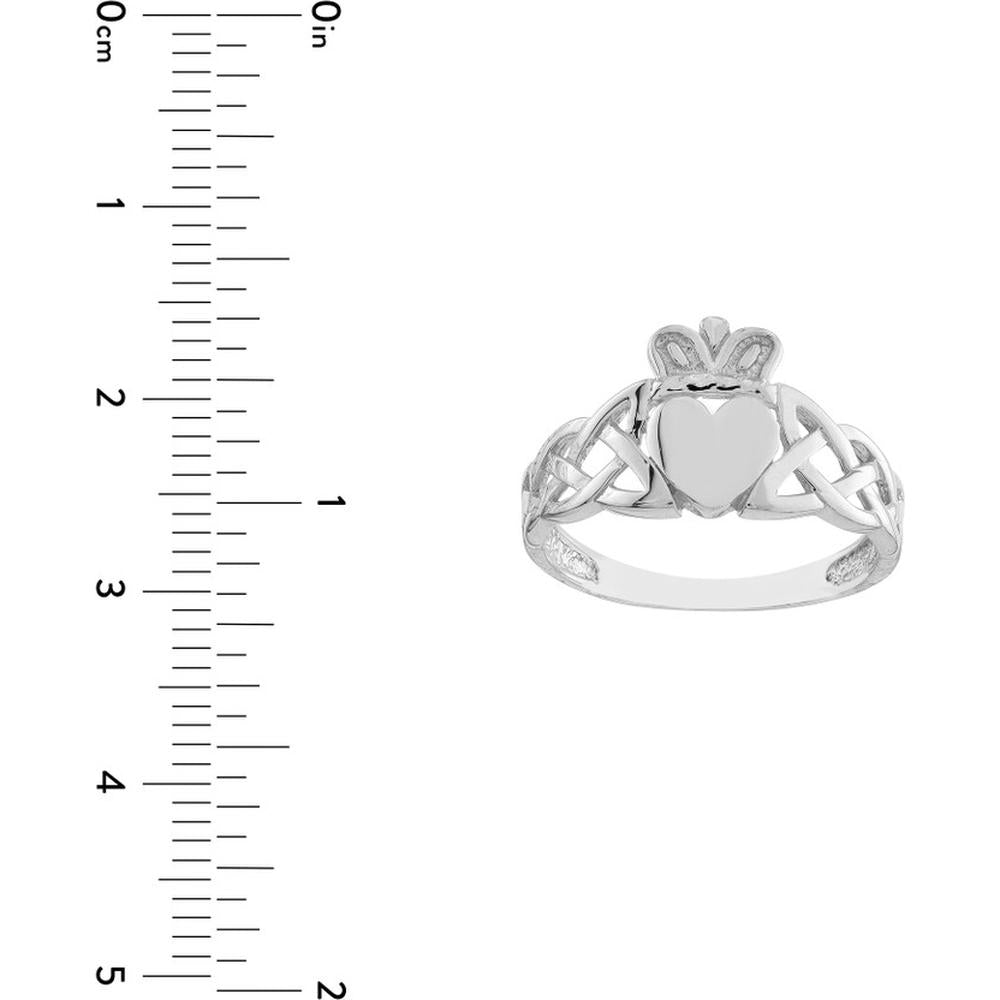 Olas d'Oro - 14K White Gold High-Polished Braided Claddagh Ring